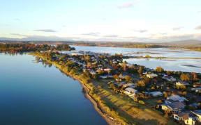 An aerial view of Motueka's waterfront