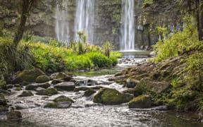 The Hatea River below the Whangarei Falls in Northland, New Zealand.