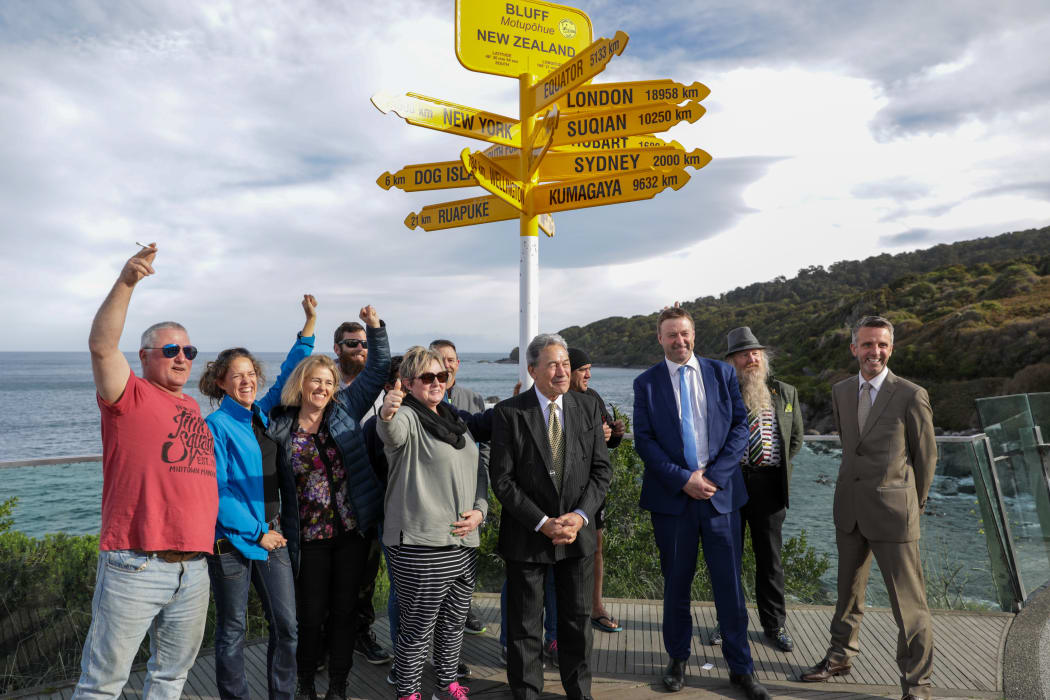 Winston Peters at Bluff during the New Zealand First campaign tour in Southland.