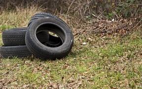 Tyres dumped on the roadside