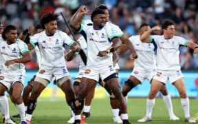 Players from Fijian Drua. Round 1 Super Rugby match against NSW Waratahs  Sydney, February 18, 2022. (AAP Image/Brendon Thorne) NO ARCHIVING, EDITORIAL USE ONLY