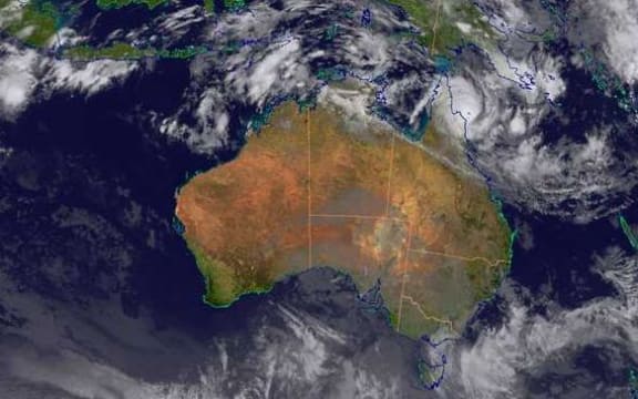 A satellite image showing Ita moving towards the far north Queensland coast on Friday.