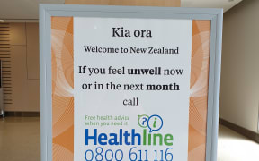 Health advisory at Auckland Airport amid the coronavirus outbreak in China.