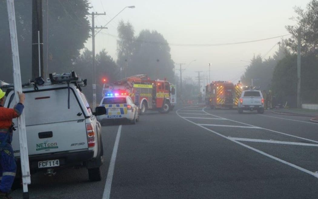 State Highway 1 at Winchester was closed as emergency services dealt with the crash and fire.