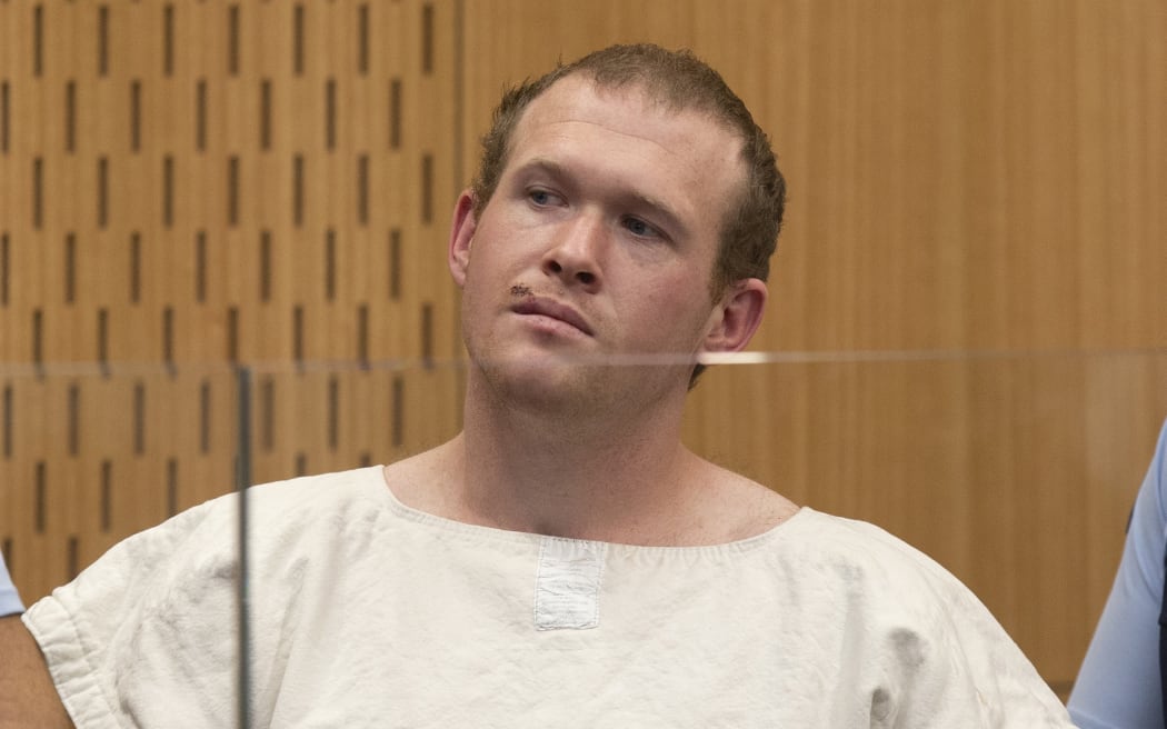 Brenton Tarrant, the man charged in relation to the mosque shootings in Christchurch massacre, in the dock at Christchurch District Court for his first appearance on 16 March.