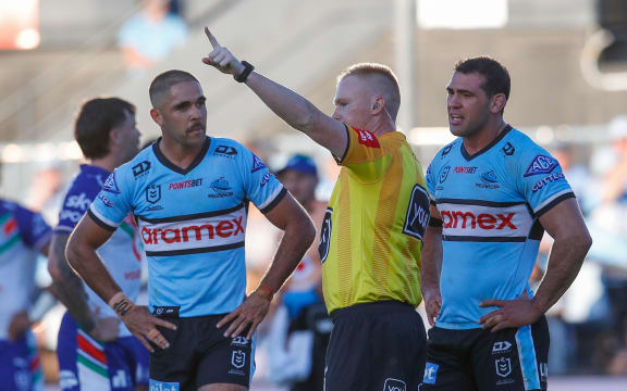 Cronulla Sharks player William Kennedy is sent off.