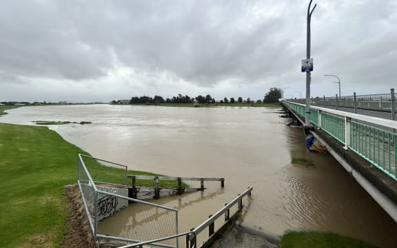 The Whakatāne River on 3 May following heavy rain.