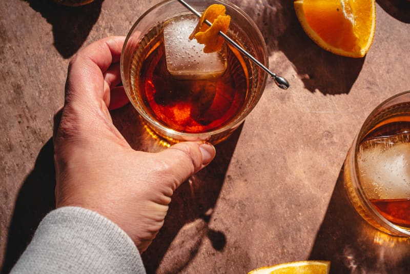 Person having a drink.