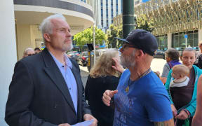 Barry Young' outside Wellington District Court after pleading not guilty plea on 18 December 2023.