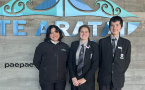 Te Aratai College students Destiny Martin, Milly Mussett and Justin Wilson, all 18, are eligible to vote for the first time in the 2023 general election.