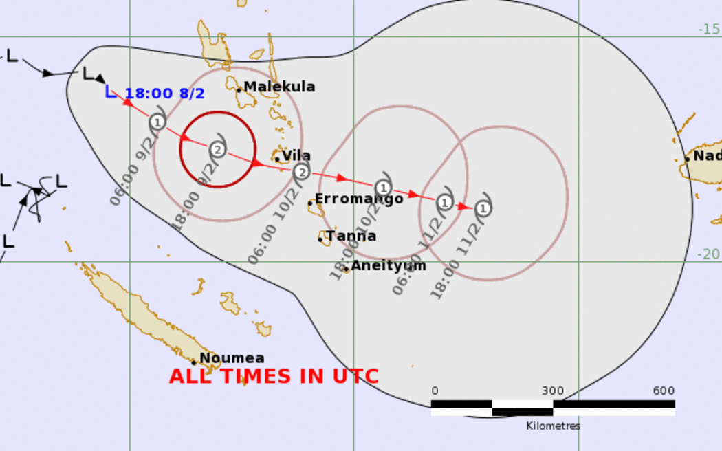 Tropical cyclones forecast track map - TD05F to the west of Vanuatu.