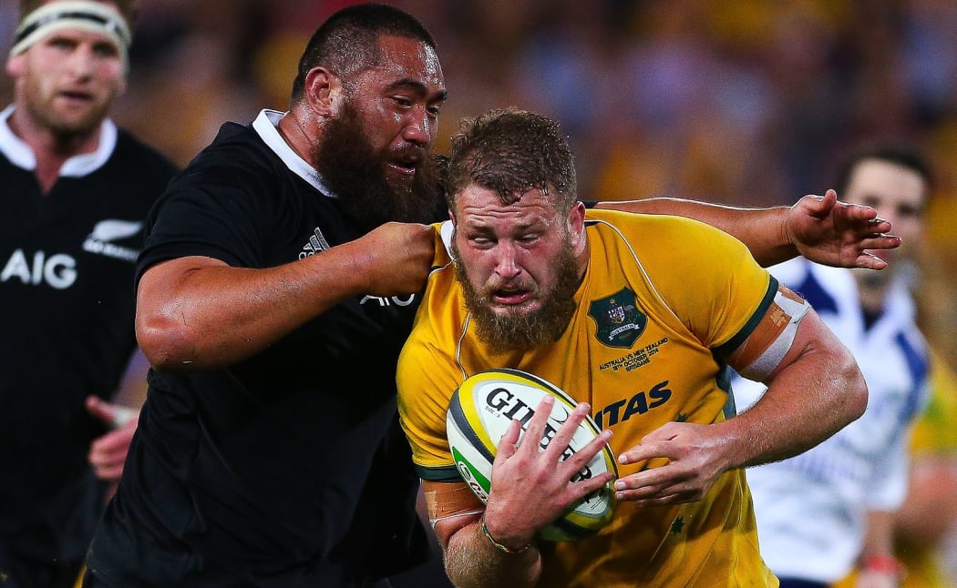 Scott Higginbotham during a Bledisloe Cup match between the Wallabies and the All Blacks.