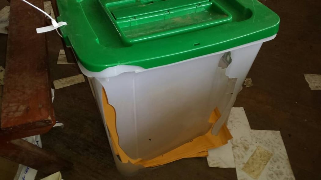 Sabotaged ballot box for Kandep Open.