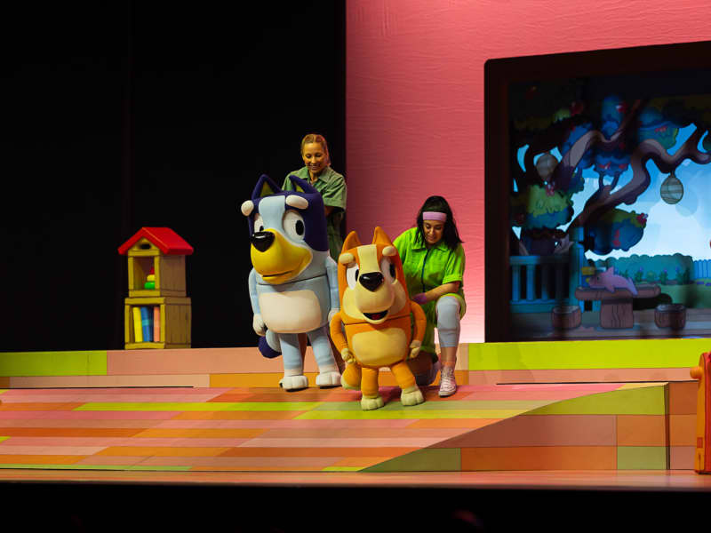 A scene from the Bluey stage show, Bluey's Big Play: The Stage Show in Christchurch on 15 April 2025.