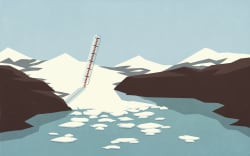 Melting snow with themometer.