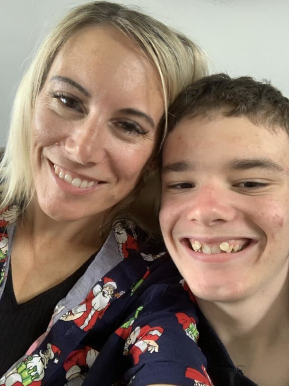 Abel Christie with his mum Amy.