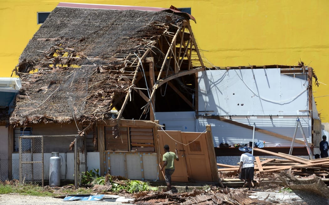 A damaged home in Port Vila.