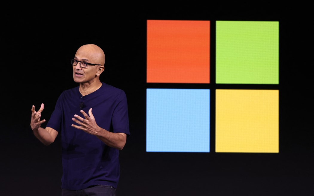 Microsoft CEO Satya Nadella speaks during the OpenAI DevDay event on 6 November 2023 in San Francisco, California.