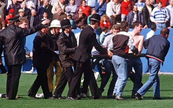 Hillsborough stadium 15 April, 1989 when 96 fans were crushed to death after support railings collapsed during a match between Liverpool and Nottingham Forest.