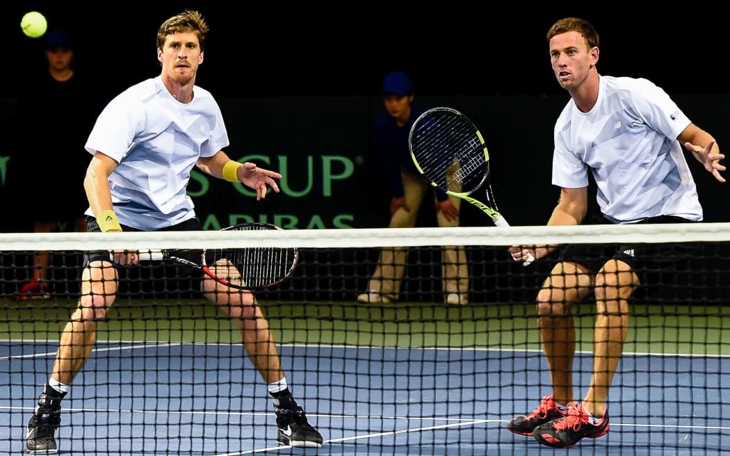 Michael Venus (r) and Marcus Daniell of New Zealand