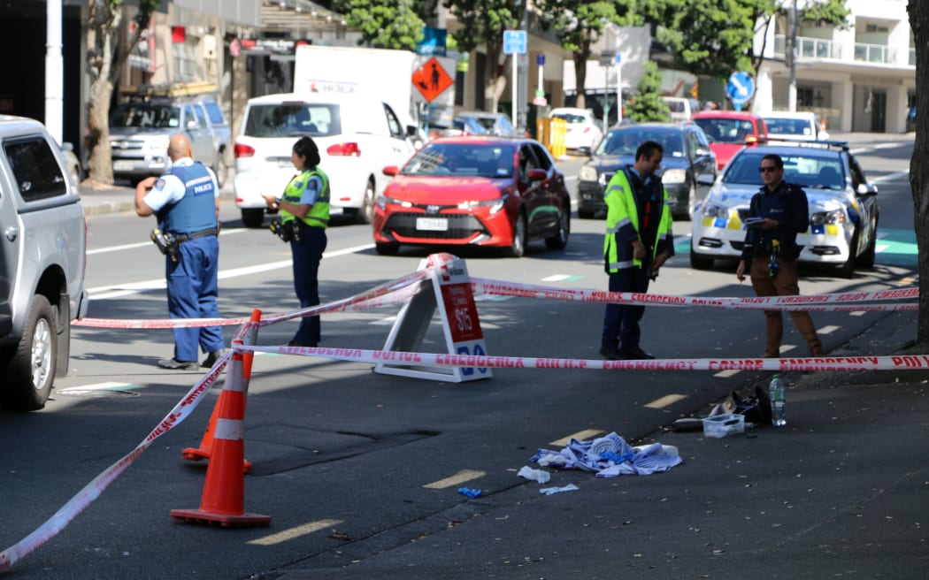 The scene of the stabbing on Anzac Ave.