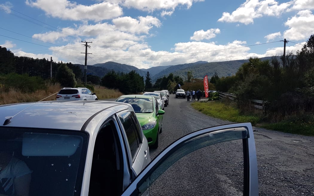 The Kaitoke side of the police roadblock on SH2 over the Remutaka hill.