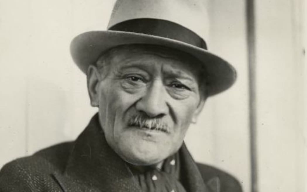 Tahupotiki Wiremu Ratana founded the Ratana faith in 1918. Photograph taken by William Hall Raine. Dominion post (Newspaper) :Photographic negatives and prints of the Evening Post and Dominion newspapers. Ref: EP-NZ Obits-Ra to Rd-01. Alexander Turnbull Library
