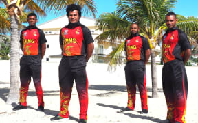 Members of the PNG Barramundis cricket team in Saint Kitts, West Indies.