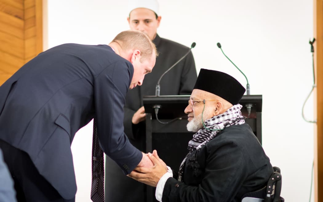 The Duke of Cambridge meets Farid Ahmad, who lost his wife in the Christchurch mosques terrorist attack.