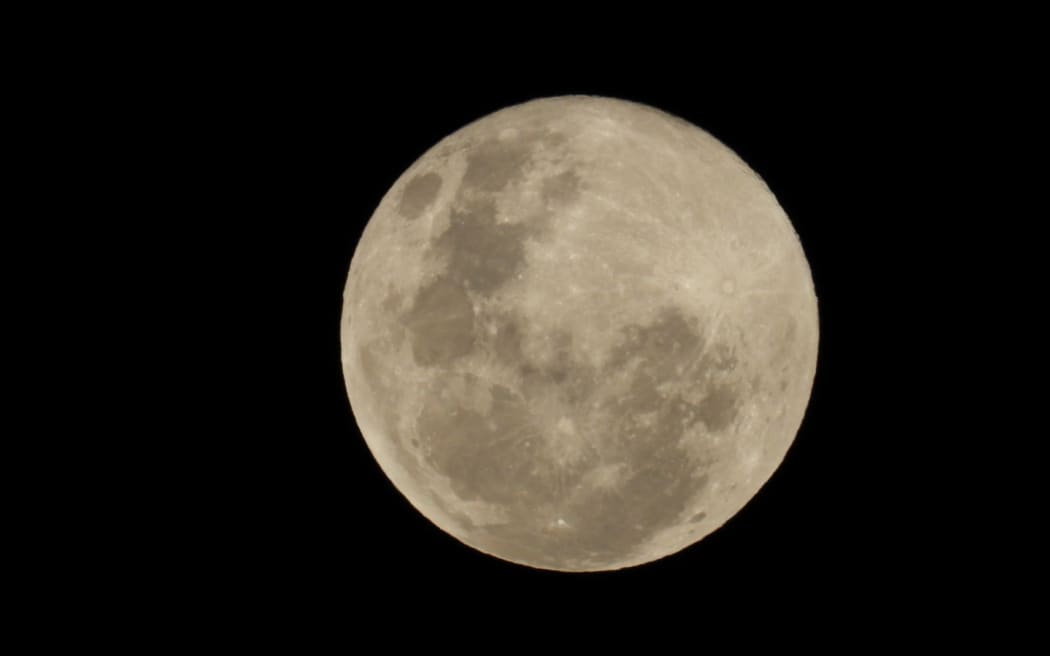 The supermoon seen from Tauwhare in the Waikato.