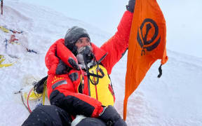 Malkit Singh at the summit of Mount Everest
