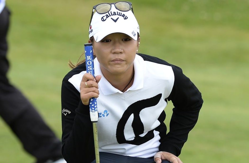 Lydia Ko lines up a putt in the Scottish Open, July 2015.