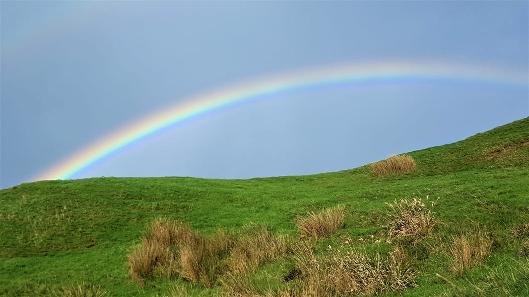 Rainbow over Golden Bay.