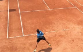 Tahiti's Heve Kelley competing for Pacific Oceania in the Davis Cup tie in Iran.