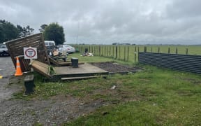 A tornado is reported to have flipped a caravan injuring one person at a motor camp at Lake Dudding in rural Manawatū.