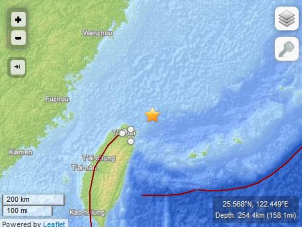 A screenshot from the US Geological Survey showing the location of today's earthquake.