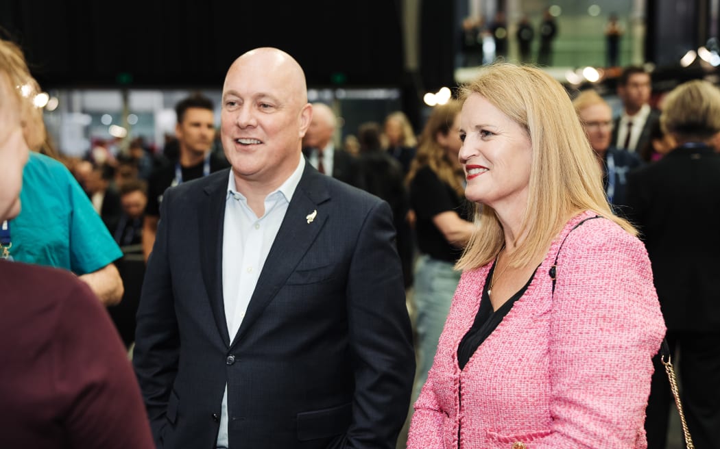 Tourism minister Louise Upston and Prime Minister Christopher Luxon at the TRENZ conference.