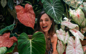 Moira West with her heart shaped house plants