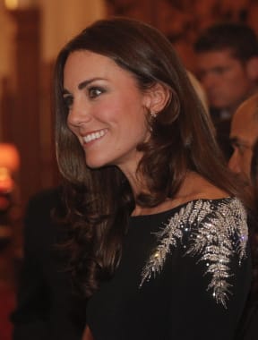 The Duchess wore a dress by Jenny Packham embellished with a silver fern.