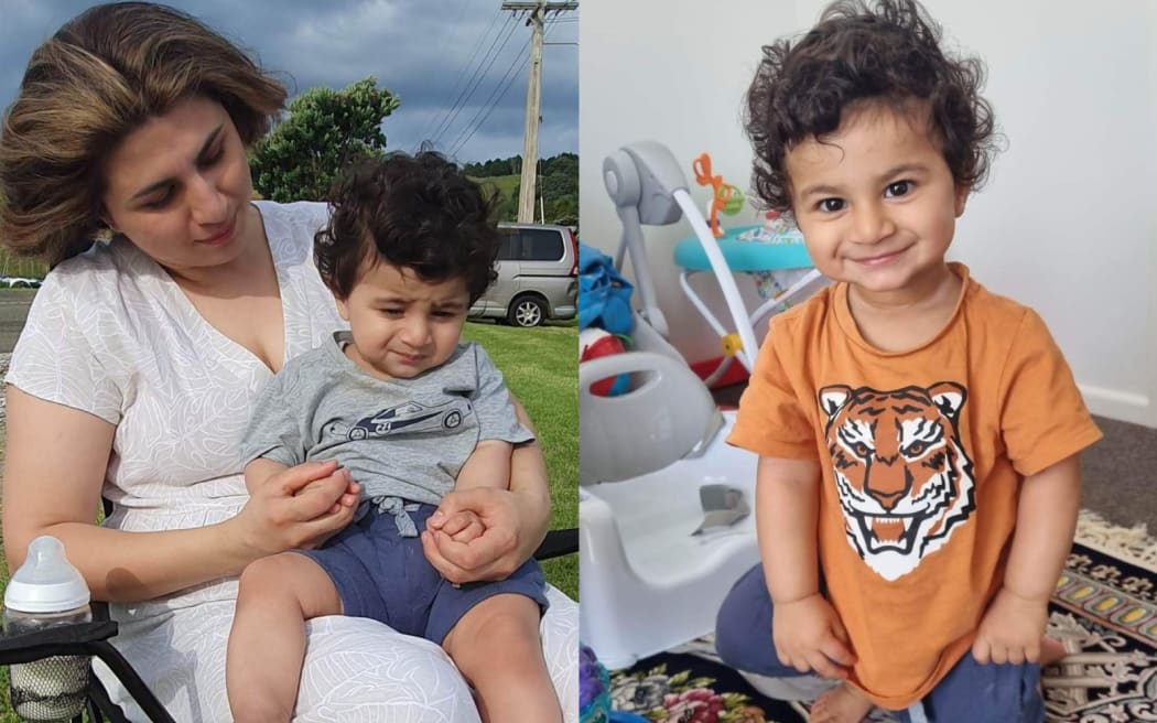 Mahshid Ahmadi Sianav and her son Hira Salehi.