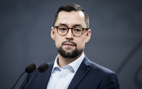 The Chairman of the Naalakkersuisut Mute B. Egede during a press conference in the Mirror Hall at the Prime Minister's Office, at Christiansborg in Copenhagen, Friday, January 10, 2025.