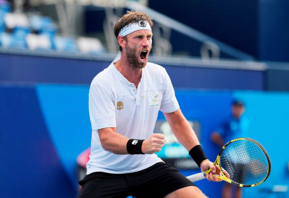 New Zealand's Michael Venus versus USA's Krajicek / Sandgren. Semi Finals of the Mens Doubles Tennis. Ariake Tennis Park, Tokyo 2020 Olympic Games. Friday 30 July 2021.