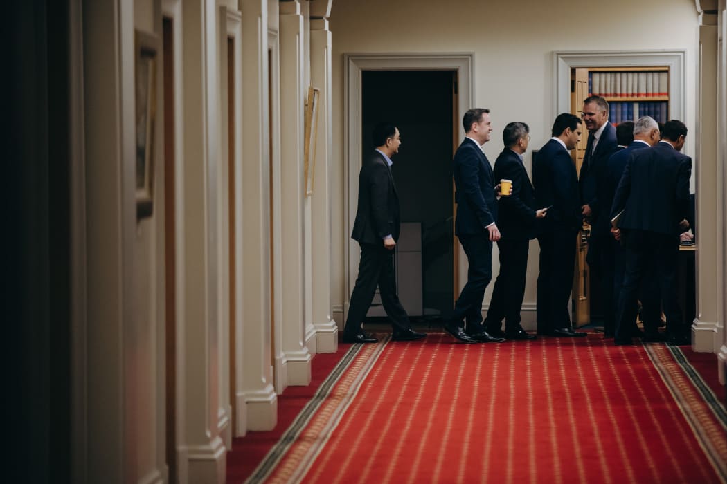 National MPs head to a caucus meeting to decide the leadership of the party.