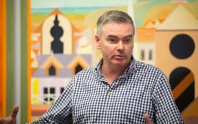 MP for Coromandel Scott Simpson in Thames after flooding in the area.