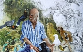 Detail from 'Aesop and the birds' 2019 by Raymond Ching