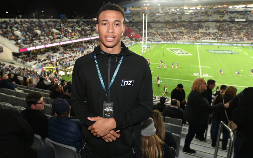 Breakers import RJ Hampton at the Bledisloe Cup match at Eden Park.