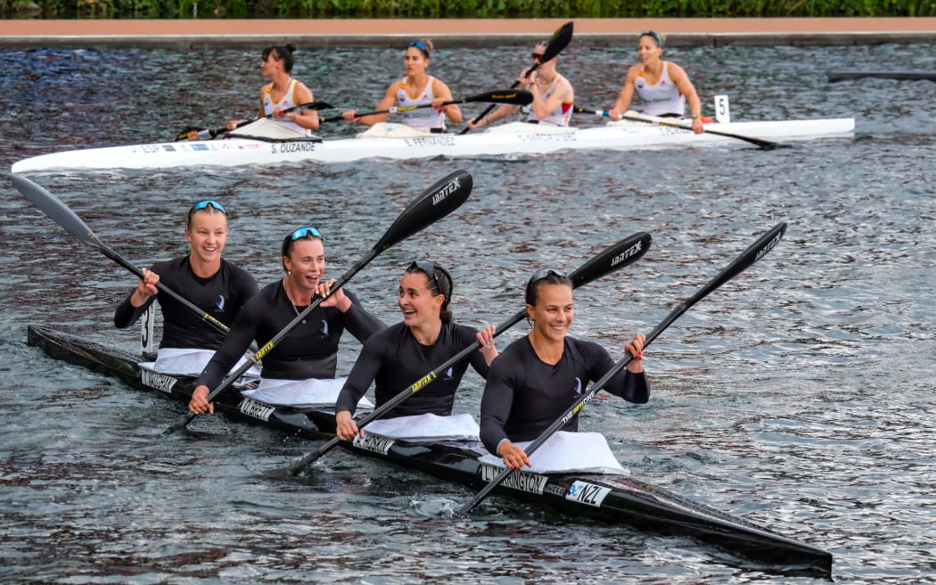 New Zealand kayaking has three new world champions, as the Kiwi women’s K4 crew claimed a historic win in their 500m event at the 2023 ICF Canoe Sprint & Paracanoe World Championships in Duisburg overnight.