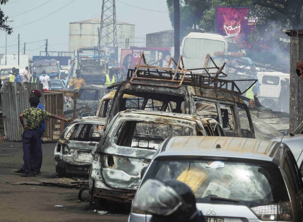 FREETOWN, SIERRA LEONE - NOVEMBER 6: A view of the blast site after a fuel tanker exploded and killed at least 98 people in Wellington district of Freetown, Sierra Leone on November 6, 2021.