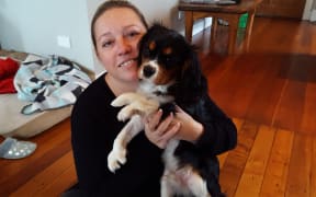 Verity Verster with her six month old pup Turbo who has Lobster Claw Syndrome.