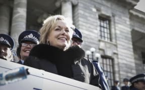 01082016 Photo: Rebekah Parsons-King. Police Parade celebrating 75 years of women being in the police force. Judith Collins,  Minister of Corrections and Police.